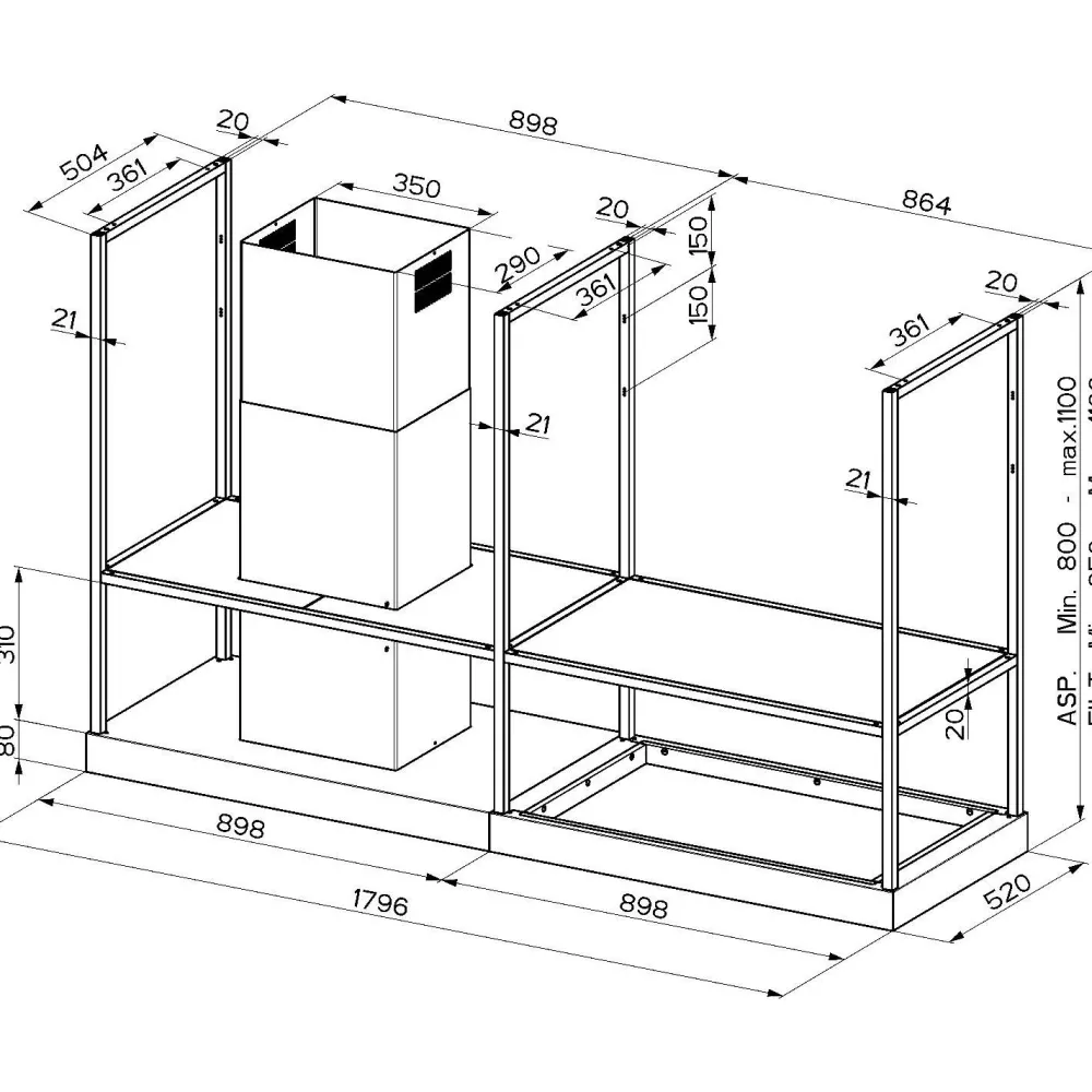 Liesituuletin T-Shelf omalla moottorilla musta*Faber Sale