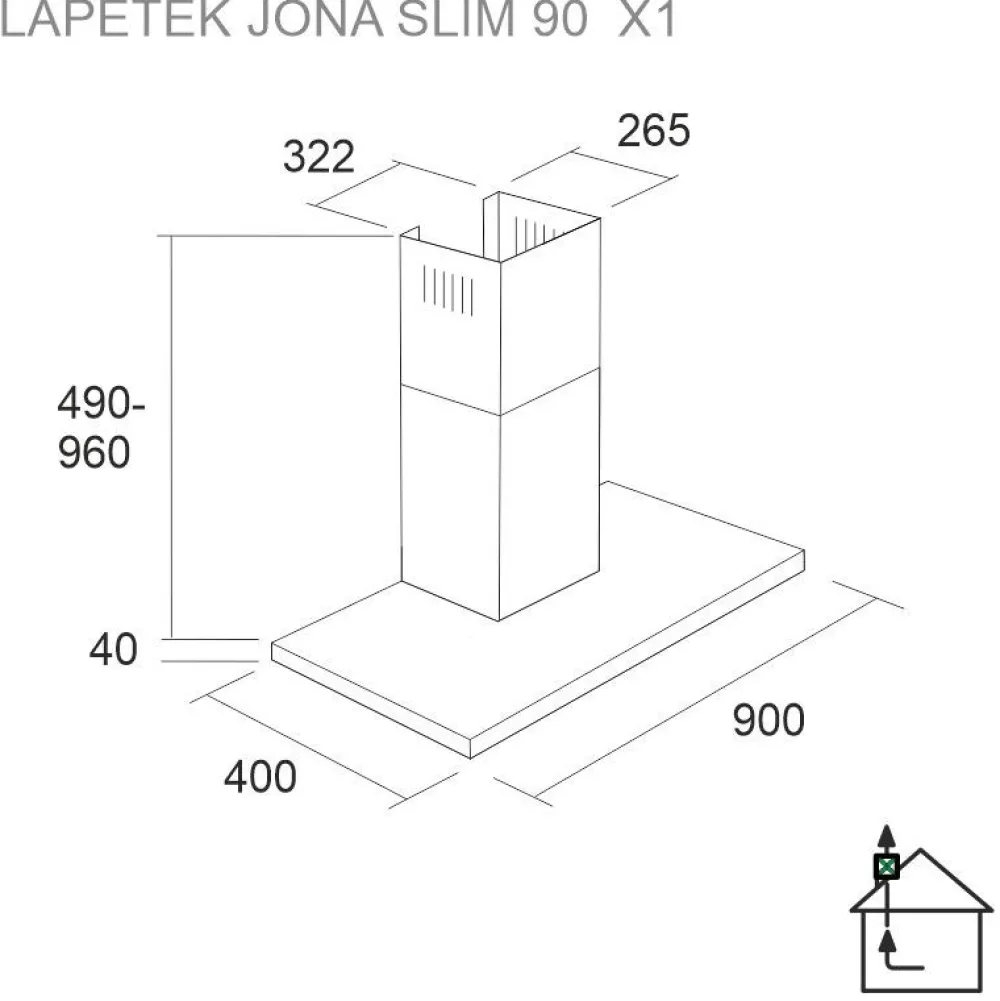 Liesituuletin Jona Slim-X1 90AC seinälle eri värejä Liesituulettimet|Liesituulettimet Huippuimuriohjauksella