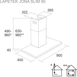 Clearance Liesituuletin Jona Slim 90 seinälle rst Liesituulettimet|Liesituulettimet Moottorilla