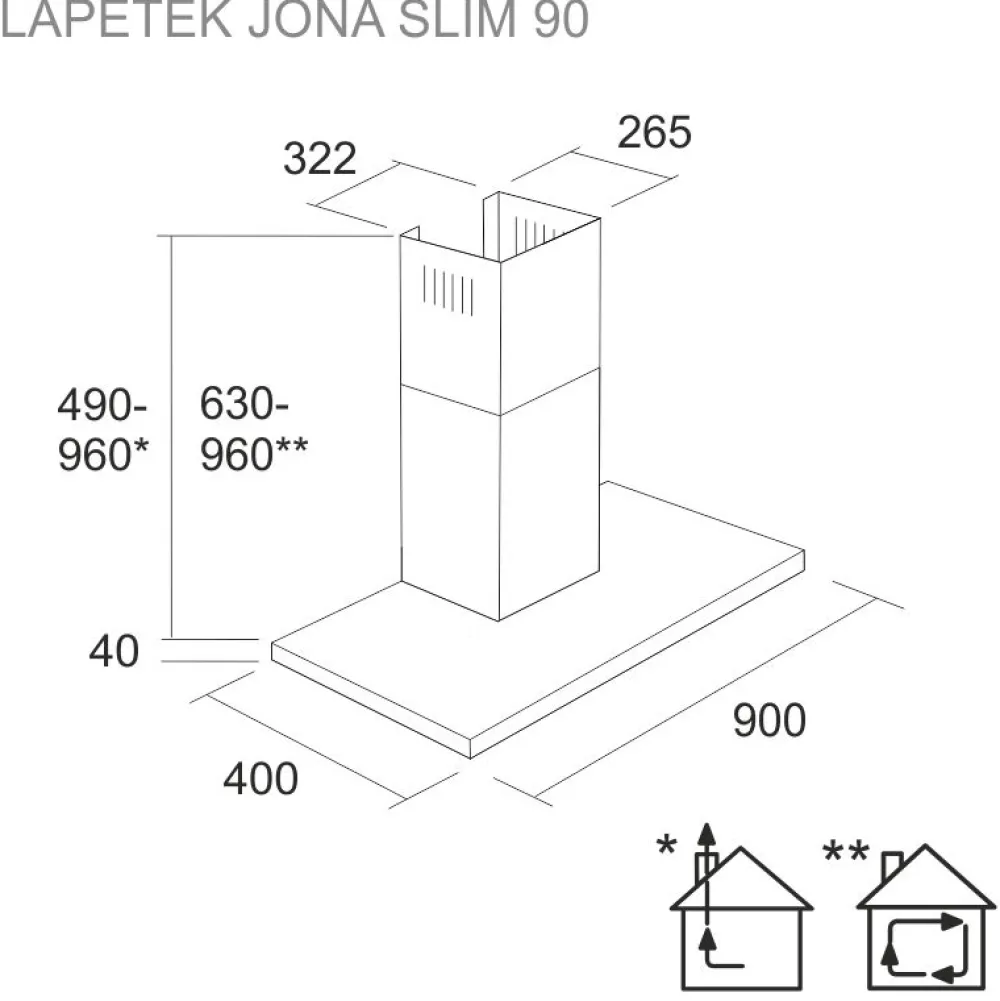 Clearance Liesituuletin Jona Slim 90 seinälle rst Liesituulettimet|Liesituulettimet Moottorilla