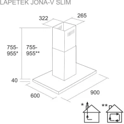 Clearance Liesituuletin Jona Slim-V 90 saareke valkoinen Saarekeliesituulettimet