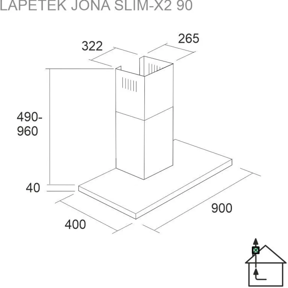Liesituuletin Jona Slim-X2 90AC seinälle eri värejä*Lapetek