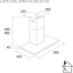 Outlet Liesituuletin Jona Slim-X3 90 seinälle eri värejä Liesikuvut Ilman Moottoria