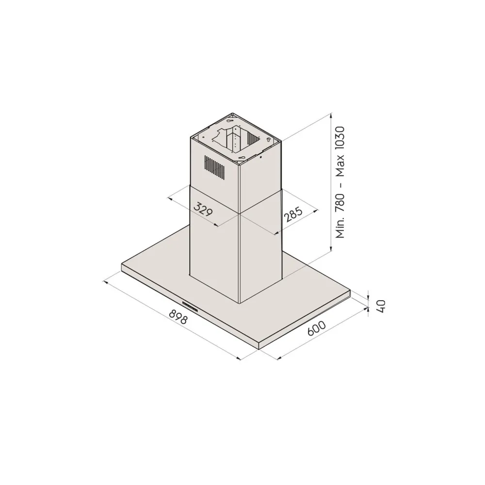 Outlet Liesituuletin I-7509 90cm eri värejä Saarekeliesituulettimet