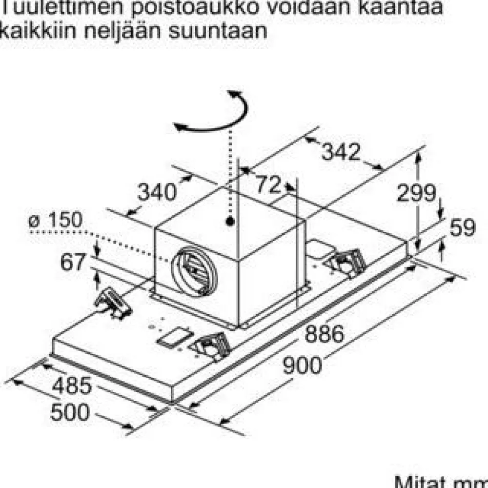 Liesituuletin iQ500 LR97CAQ50 90 cm teräs Kattoliesituulettimet