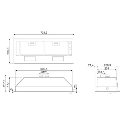 Liesituuletin KSG70HE, 53.4cm, integroitava, teräs*Smeg Outlet