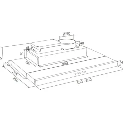 Clearance Liesituuletin Super Silent Slider 600mm valkoinen ulkoiselle moottorille Ulosvedettävät Liesituulettimet