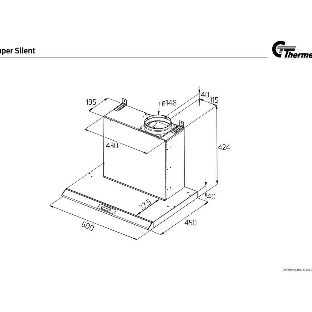 Liesituuletin Super Silent 600 mm sisäinen moottori valkoinen*Thermex Outlet