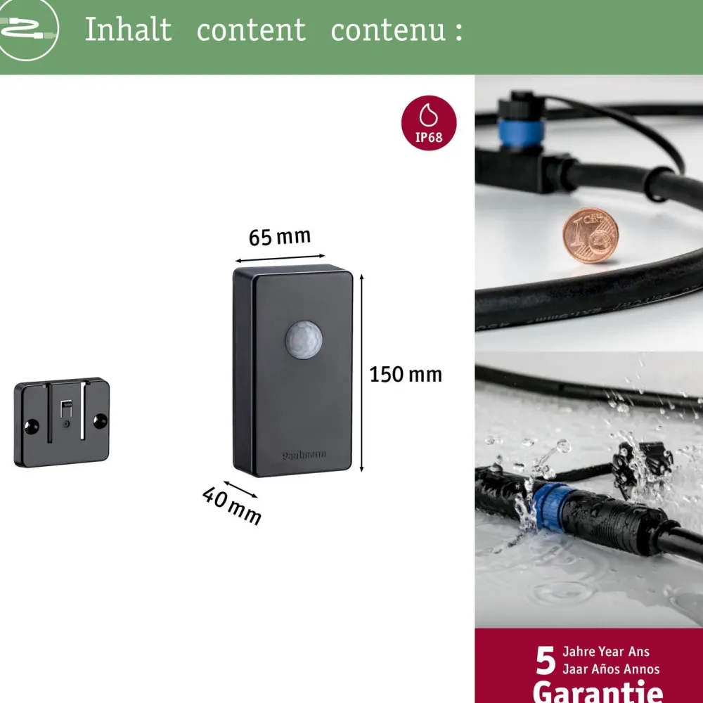 Liike- ja hämärätunnistin Plug & Shine, Smart Home Zigbee 3.0, 4.8V, antrasiitti*Paulmann Online