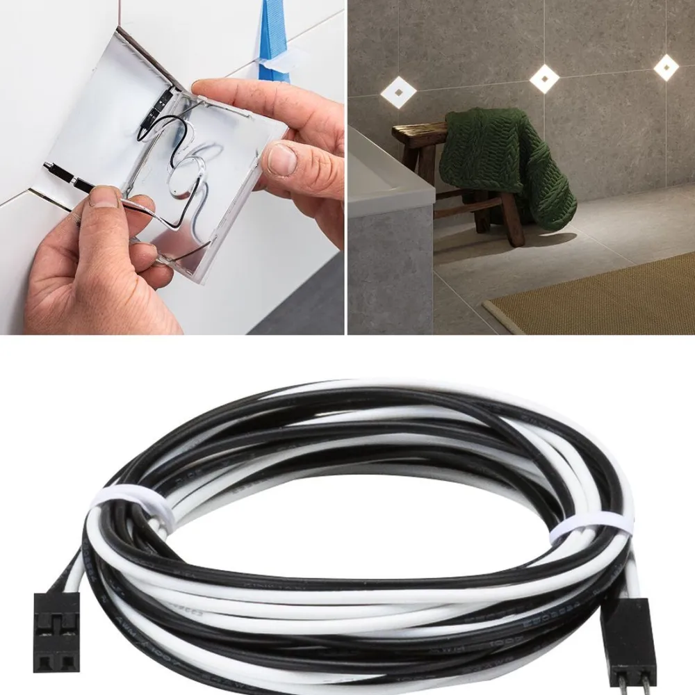 Hot Liitäntäkaapeli LumiTiles Square, 12V, musta, eri kokoja Valaisintarvikkeet