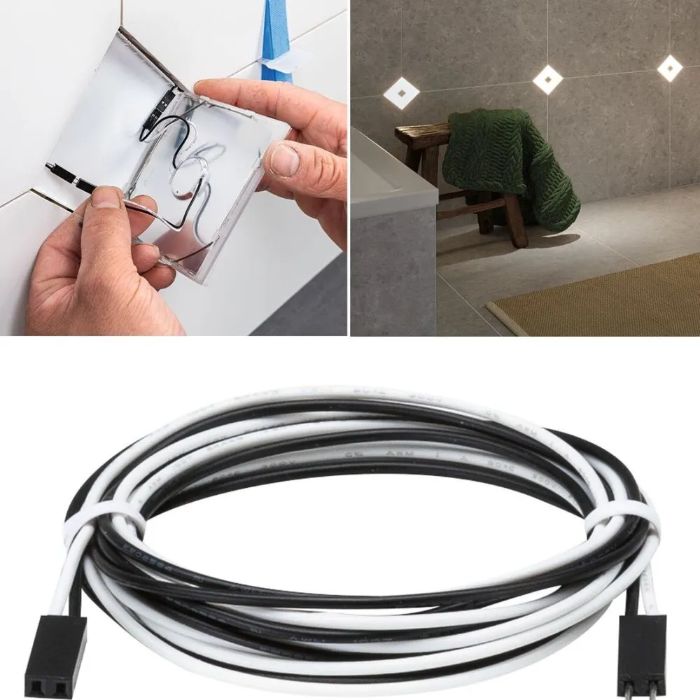 Hot Liitäntäkaapeli LumiTiles Square, 12V, musta, eri kokoja Valaisintarvikkeet