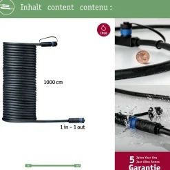 Hot Liitäntäkaapeli Plug & Shine ulkovalaistukseen IP68 musta, eri pituuksia Ulkovalaisintarvikkeet