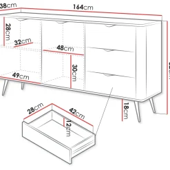 Lipasto 2D3S LANTE, 82x164cm, musta Lipastot