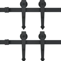 Liukuoven asennussarja 2 kpl 200cm teräs musta*FinePRICE Discount