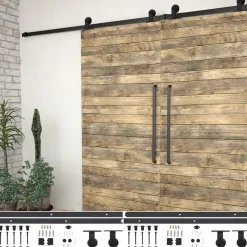 New Liukuoven asennussarja 2kpl 183 cm teräs musta Liukuovet|Liukuovet