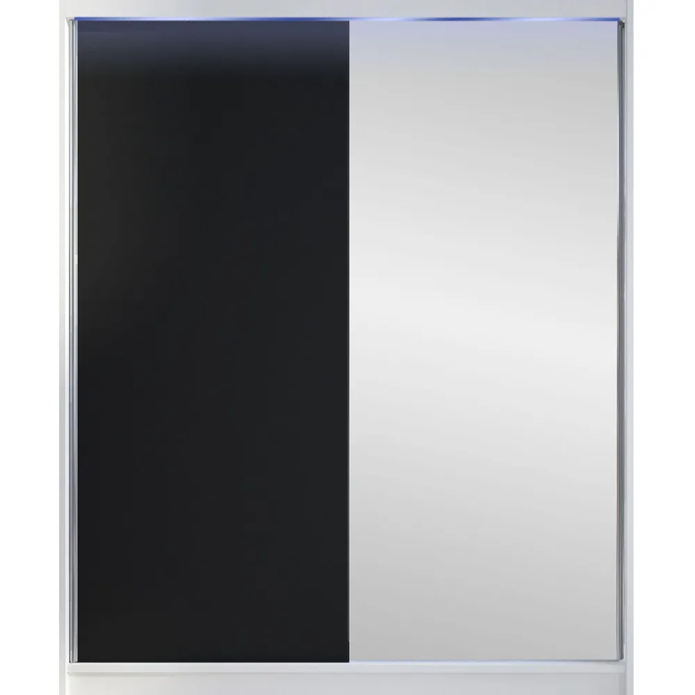 Clearance Liukuovivaatekaappi CAMINO I, LED-valaistuksella, peilillä, 150x200cm Liukuovikaapit