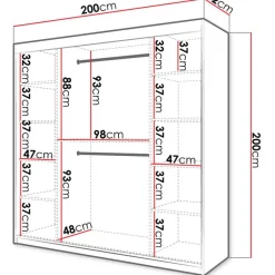 Liukuovivaatekaappi RIFLO SLIM 2 200, 200x200cm Liukuovikaapit