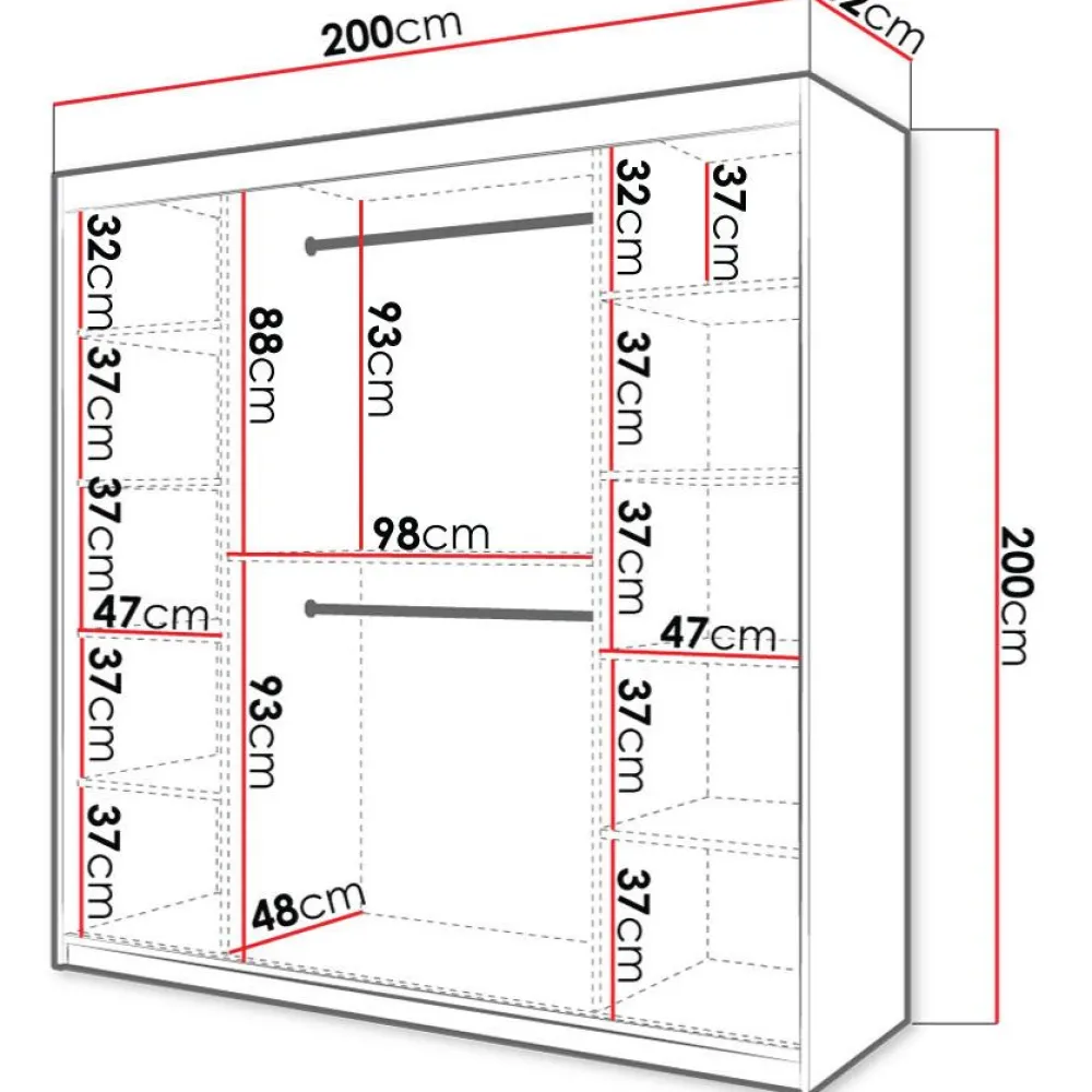 Liukuovivaatekaappi RIFLO SLIM 2 200, 200x200cm Liukuovikaapit