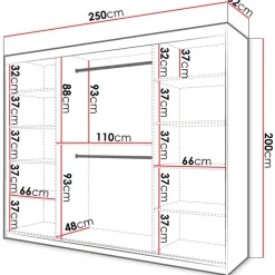 Online Liukuovivaatekaappi RIFLO SLIM 2 250, 250x200cm Liukuovikaapit