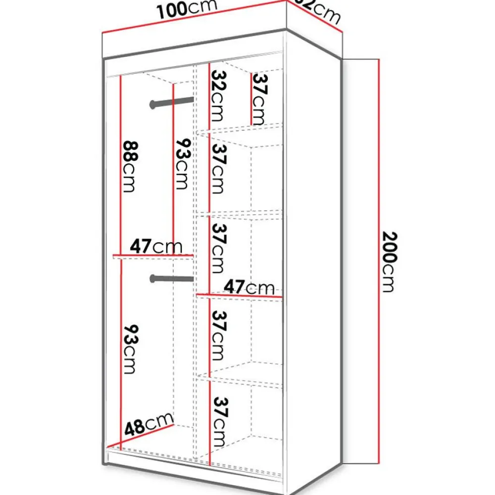 Clearance Liukuovivaatekaappi RIFLO SLIM 2 100, 100x200cm Liukuovikaapit
