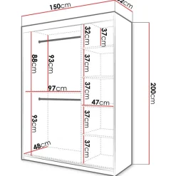 Discount Liukuovivaatekaappi RIFLO SLIM 1 150, 150x200cm Liukuovikaapit