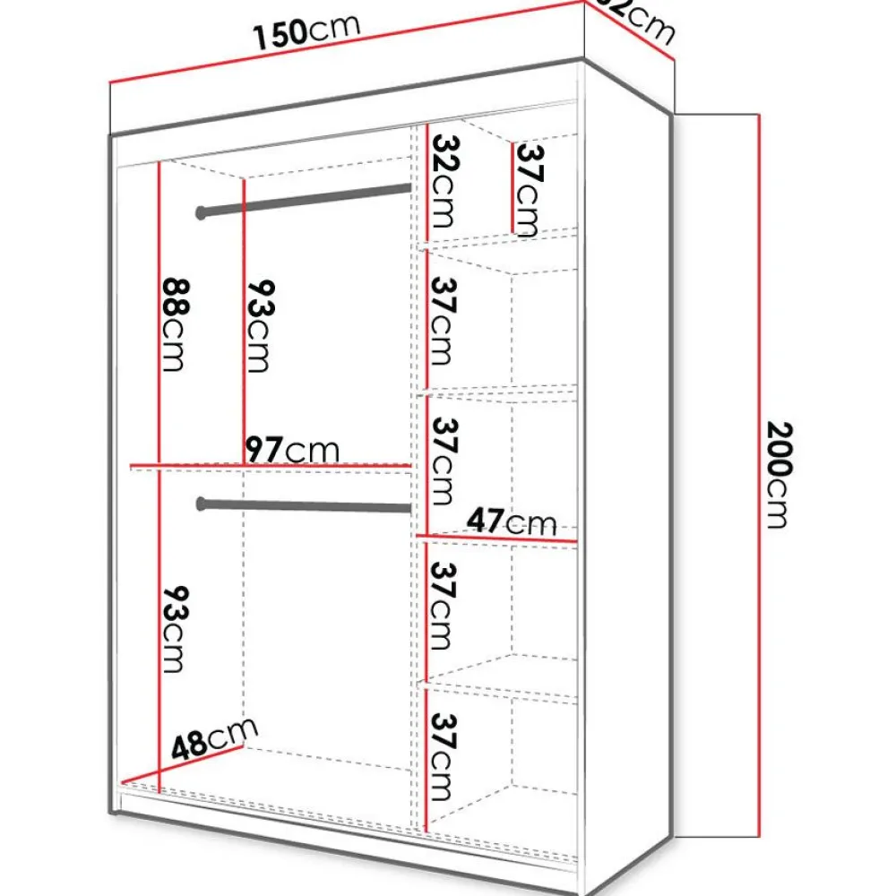 Discount Liukuovivaatekaappi RIFLO SLIM 1 150, 150x200cm Liukuovikaapit