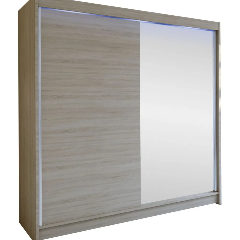 New Liukuovivaatekaappi TALIN I, LED-valaistuksella, peilillä, 180x215cm Liukuovikaapit