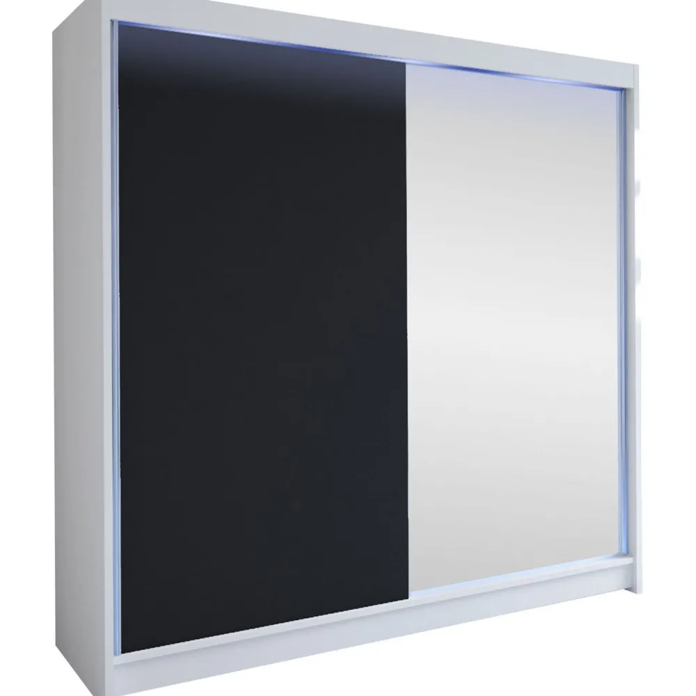 New Liukuovivaatekaappi TALIN I, LED-valaistuksella, peilillä, 180x215cm Liukuovikaapit