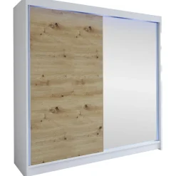 New Liukuovivaatekaappi TALIN I, LED-valaistuksella, peilillä, 180x215cm Liukuovikaapit