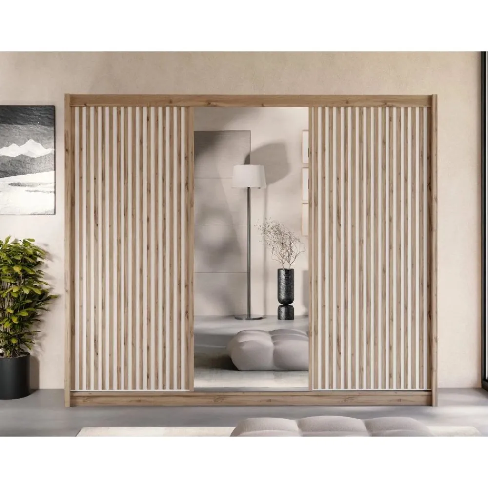 New Liukuovivaatekkaappi LONDON 250 L, 250x215cm, ruskea Vaatekaapit