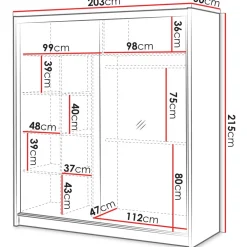 Outlet Liukuovivaatekkaappi LONDON 203 L, 203x215cm, ruskea Vaatekaapit