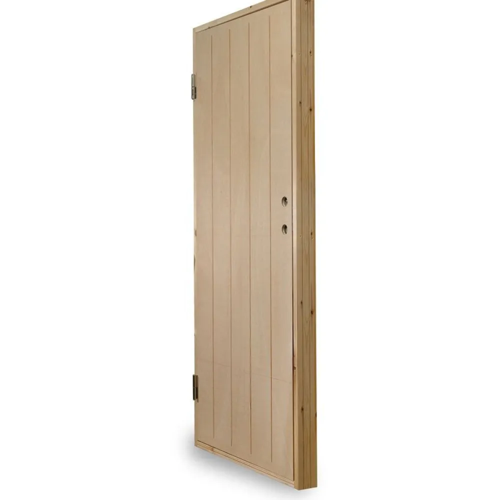 Lämpimän varaston ovi Ljusdal 90x200cm oikea, käsittelemätön urajyrsitty vaneri*JABO Discount