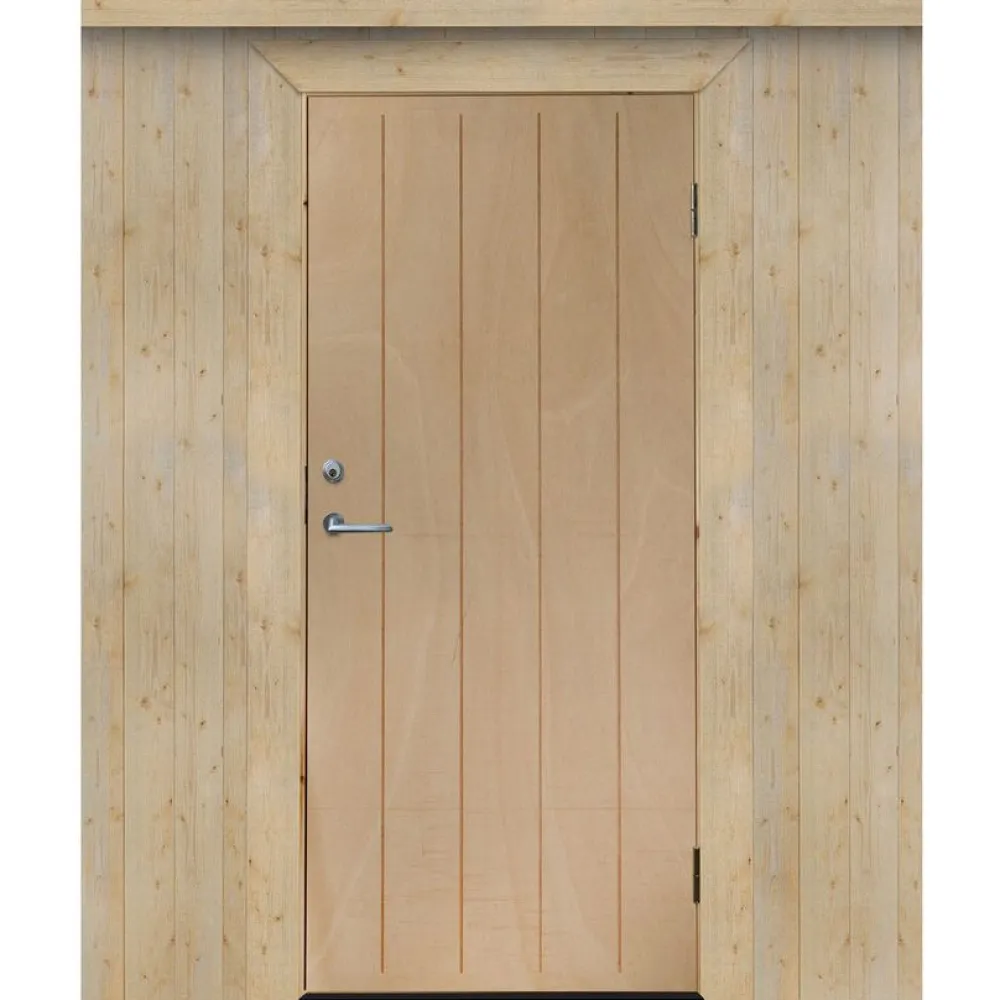 Lämpimän varaston ovi Ljusdal 90x200cm vasen, käsittelemätön urajyrsitty vaneri*JABO New