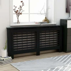 Lämpöpatterin suoja musta 172x19x81cm mdf*FinePRICE Clearance