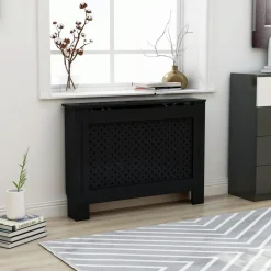 Lämpöpatterin suoja musta 112x19x81 cm mdf*FinePRICE Sale