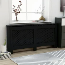 Lämpöpatterin suoja musta 172x19x81 cm mdf*FinePRICE Sale