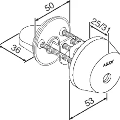 Lukkopesä ja vääntönuppi CY001 kromattu*Abloy Discount