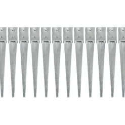 Maapiikit 12 kpl hopea 10x10x76 cm galvanoitu teräs*FinePRICE Outlet