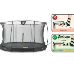 Maatrampoliini Silhouette Ground pyöreä sis. turvaverkko musta eri kokoja*Exit Sale