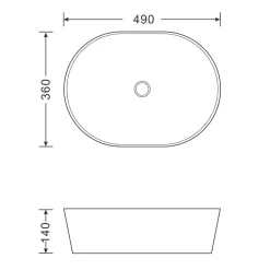 Online Malja-allas CA490, 490x360 mm, valkoinen Pesualtaat Tason Päälle|Malja-Altaat