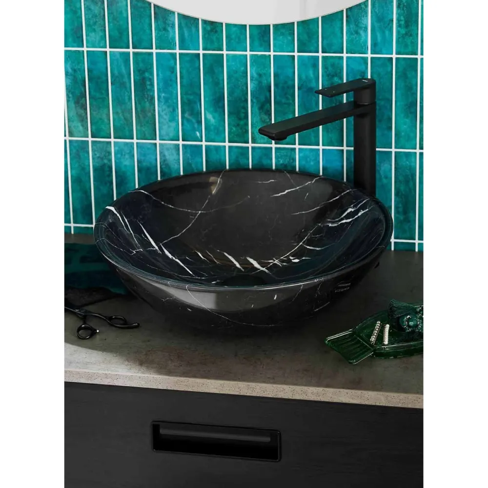 Best Malja-allas Marble, 410 mm, musta Pesualtaat Tason Päälle|Malja-Altaat