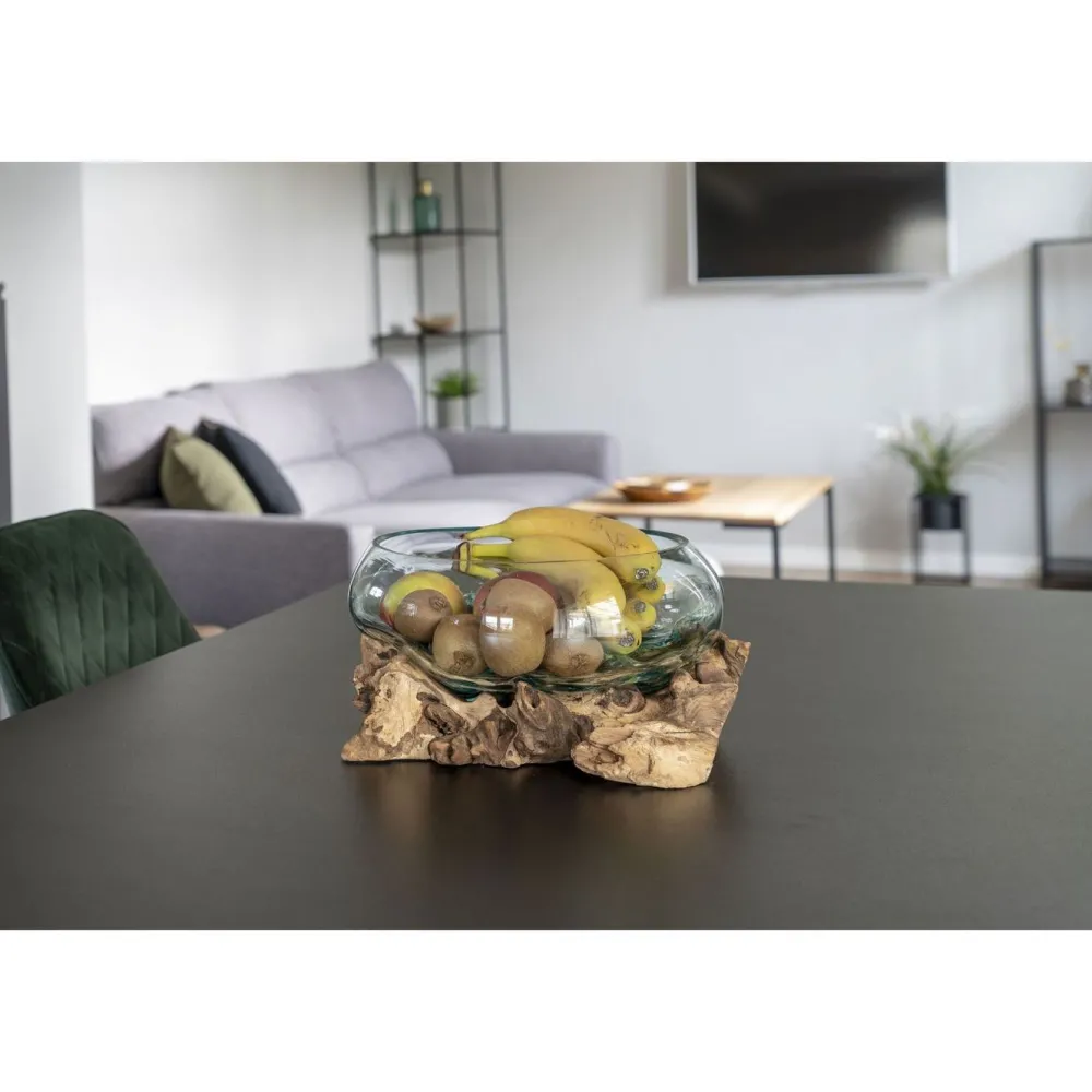 Maljakko puujalustalla San Marino Waterdrop, 20cm, tiikki/lasi*House Nordic Discount