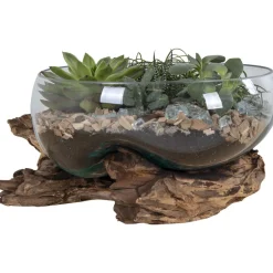 Maljakko puujalustalla San Marino Waterdrop, 20cm, tiikki/lasi*House Nordic Discount