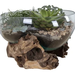 Maljakko puujalustalla San Marino Waterdrop, 20cm, tiikki/lasi*House Nordic Discount