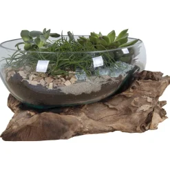 Maljakko puujalustalla San Marino Waterdrop, 20cm, tiikki/lasi*House Nordic Discount