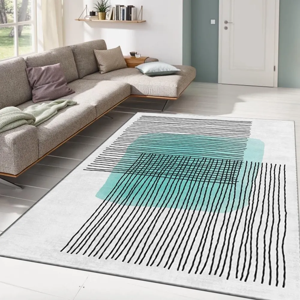 Matto ALHO CARPET-40A, 100x140cm, turkoosi/beige*Linento New