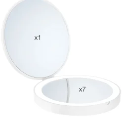 Sale Meikki/matkapeili Outline Ø120 mm akkukäyttöisellä valolla 7-kertainen suurennus mattavalkoinen Kylpyhuonetarvikkeet