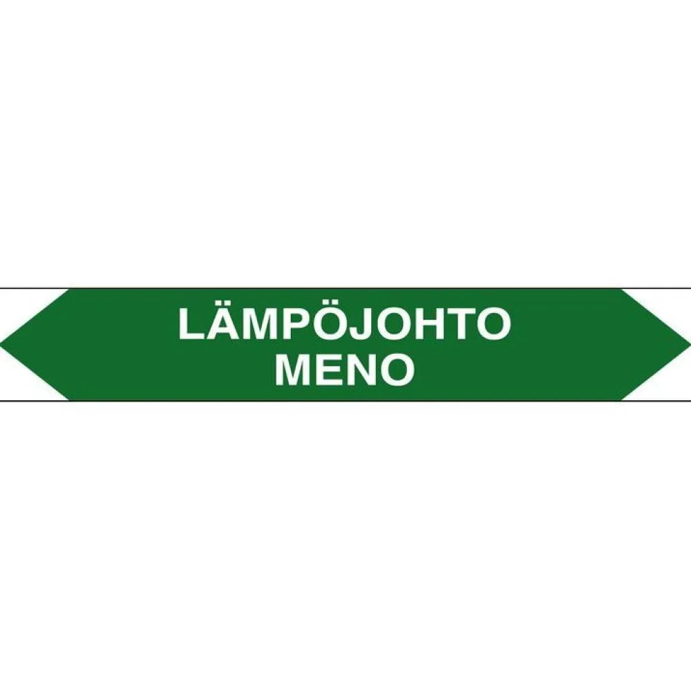 Clearance Merkintätarra/putkistotarra "Lämpöjohto meno", 16x2.5cm, 5kpl Kyltit Ja Varoitustarrat