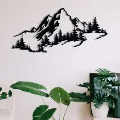 Metallinen seinäkoriste Mountain 3, musta*Linento Sale