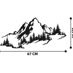 Metallinen seinäkoriste Mountain 3, musta*Linento Sale